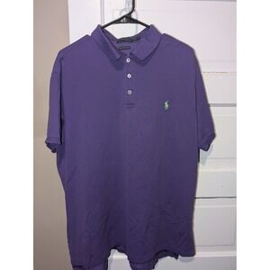 Polo Ralph Lauren Mens XXL Purple Pima Stretch Mesh Polo Shirt Green Pony Logo